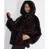 Shaved Black Bordeaux colored mink in pieces with hood and black mink in pieces trimming 