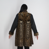 Black wild silk and Ocelot Double-face coat