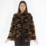 Brown shades shaved mink pieces jacket