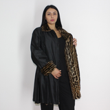 Black wild silk and Ocelot Double-face coat