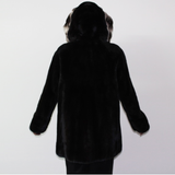 Blackglama jacket with chinchilla trimming hood