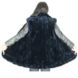 OMIKRON Blue-black shaved mink pieces vest