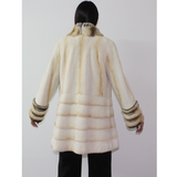 Pearl shaved mink ¾ coat with chinchilla trimming
