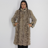 Silver Grey mink coat with lynx trimming