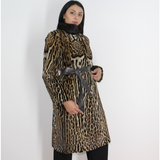 Ocelot coat with brown mink collar