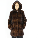 Demi-buff mink jacket with hood