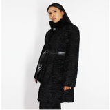 Astrakhan black coat with black mink collar