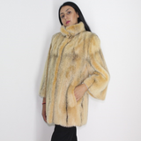 Colored black-cross pink gold mink jacket