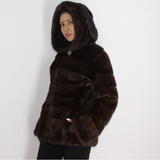 Demi-buff mink jacket with hood