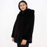 Black mink jacket with hood