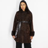 Astrakhan brown coat with brown mink collar