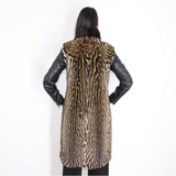 Ocelot vest with brown mink trimming