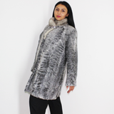 Astrakhan grey coat with sapphire mink collar