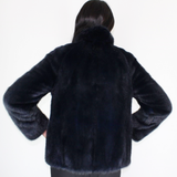 Blue-black colored mink jacket