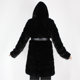 Black mink coat with hood