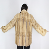  Pastel mink jacket with leather stripes