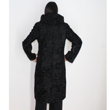 Astrakhan black coat with astronaut hood