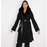 Astrakhan black coat with mink collar