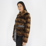 Demi-buff shaved mink pieces jacket