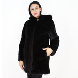 Black mink jacket with hood