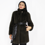 Colored Khaki mink ¾ coat