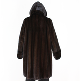 Ranch mink coat with hood