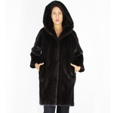 Ranch mink coat with hood