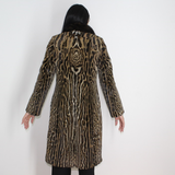 Ocelot coat with brown mink collar