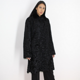 Astrakhan black coat with black mink collar