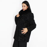 FI Astrakhan black jacket with black mink collar