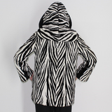 MI Black and white shaved mink pieces jacket with hood