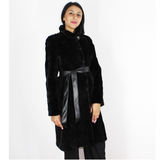 Black shaved mink pieces coat