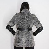 Grey Astrakhan vest with mink collar