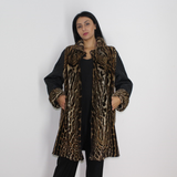 Black wild silk and Ocelot Double-face coat