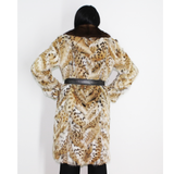 OMIKRON Lynx pieces coat with mink collar