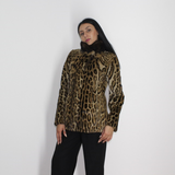 Ocelot jacket with mink collar