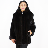 Black mink jacket with hood