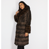 Brown astrakhan coat with brown mink trimming