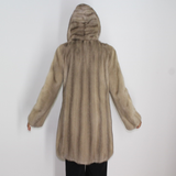 Silver grey mink ¾ coat with hood