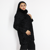 Astrakhan black jacket with mink collar