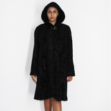 Astrakhan black coat with hood