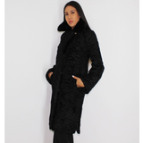 Astrakhan black coat with mink collar