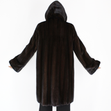 Ranch mink coat with hood