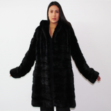 Black mink coat with hood
