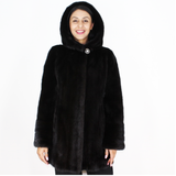 Black mink jacket with hood