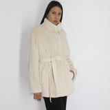 Ivory shaved mink jacket