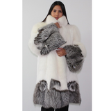 Combination of Snow and silver fox coat