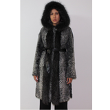 Astrakhan grey coat with hood