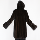 Demi-buff mink ¾ coat with hood