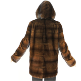 Demi-buff mink jacket with hood